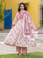 Women Ethnic Motifs Printed Pure Cotton Kurta with Trousers & Dupatta