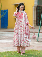 Women Ethnic Motifs Printed Pure Cotton Kurta with Trousers & Dupatta