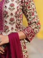 Women Ethnic Motifs Printed Regular Pure Cotton Kurta with Trousers & With Dupatta