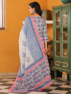 Women Floral Printed Cotton Straight Kurta with Trousers & Dupatta