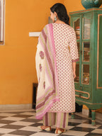 Women Ethnic Motifs Printed Pure Cotton Kurta with Trousers & Dupatta