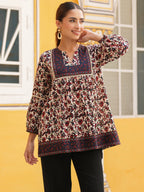 Women Floral Printed Round Neck Pure Cotton Top