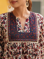 Women Floral Printed Round Neck Pure Cotton Top