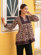 Women Floral Printed Round Neck Pure Cotton Top