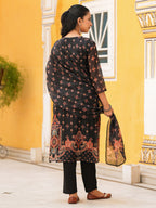 Women Sequinned Chanderi Cotton Kurta with Trousers & Dupatta