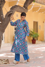 Printed Shirt Collar Tunic With Trouser