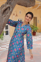 Printed Shirt Collar Tunic With Trouser