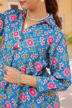 Printed Shirt Collar Tunic With Trouser