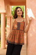 Women Printed Cotton Peplum Top