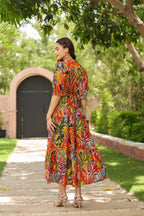 Women Printed Pure Cotton Fit & Flared Ethnic Dress