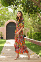 Women Printed Pure Cotton Fit & Flared Ethnic Dress