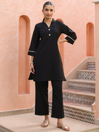 V-Neck Pure Cotton Tunic With Trousers Co-Ords