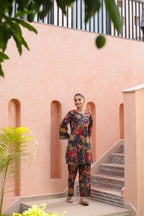 Printed Round Neck Pure Cotton Tunic With Trousers Co-Ords Set