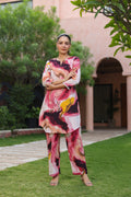Printed Round Neck Tunic With Trousers Co-Ords
