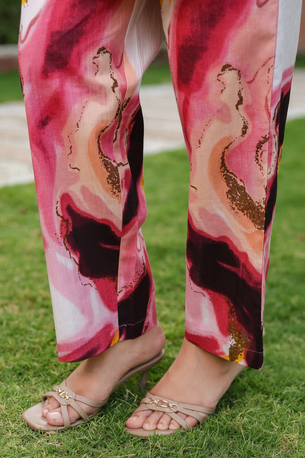 Printed Round Neck Tunic With Trousers Co-Ords