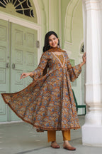 Women Ethnic Motifs Printed Pure Cotton Kurta With Trousers & Dupatta