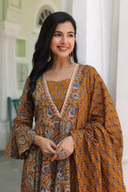 Women Ethnic Motifs Printed Pure Cotton Kurta With Trousers & Dupatta