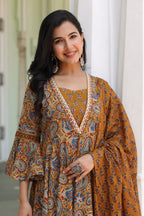 Women Ethnic Motifs Printed Pure Cotton Kurta With Trousers & Dupatta