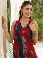 Women Floral Printed Cotton Kurta with Trousers