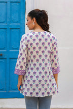 Women Floral Printed V-Neck A-Line Cotton Top