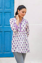 Women Floral Printed V-Neck A-Line Cotton Top