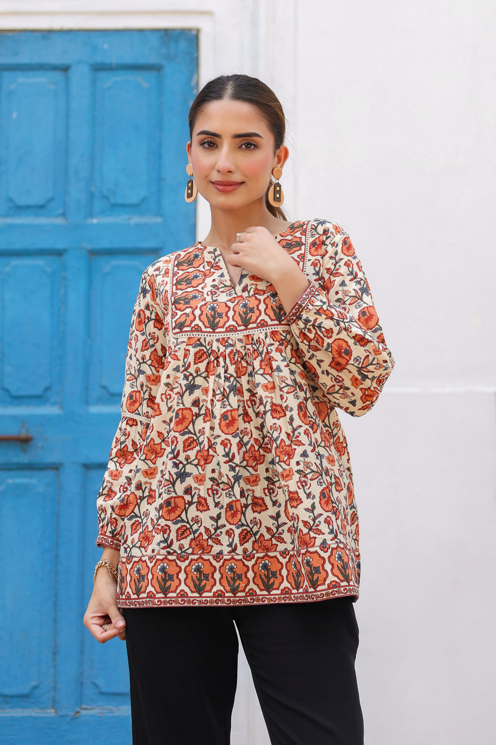 Women Floral Printed Pure Cotton Top