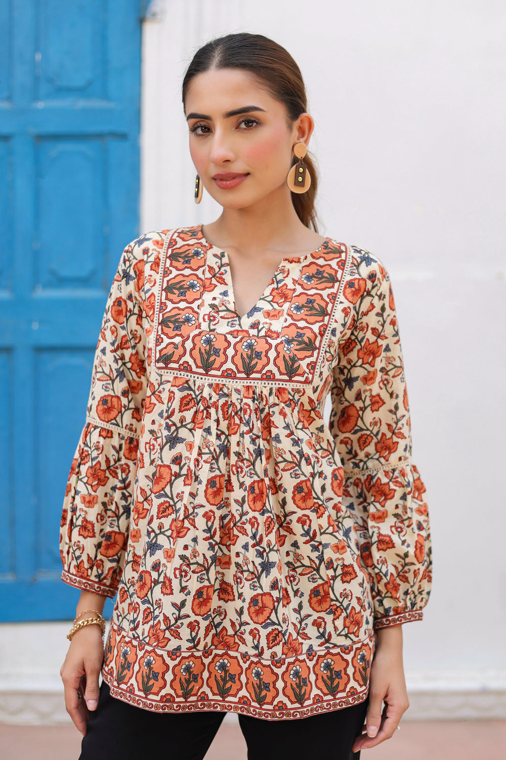 Women Floral Printed Pure Cotton Top
