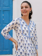 Women Floral Printed V Neck Cotton Top