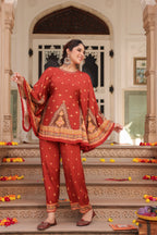 Printed Round Neck Tunic With Trouser Co-Ords