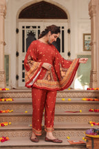 Printed Round Neck Tunic With Trouser Co-Ords