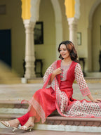 Bandhani Printed Sequinned Chanderi Cotton Kurta With Trousers & Dupatta