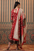 Women Maroon Floral Printed Sequinned Kurta Set