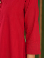 Women Solid Cotton Kurta with Trousers