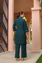 V-Neck Pure Cotton Tunic With Trouser