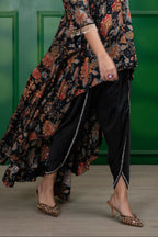 BLACK BEADED TULIP PANTS