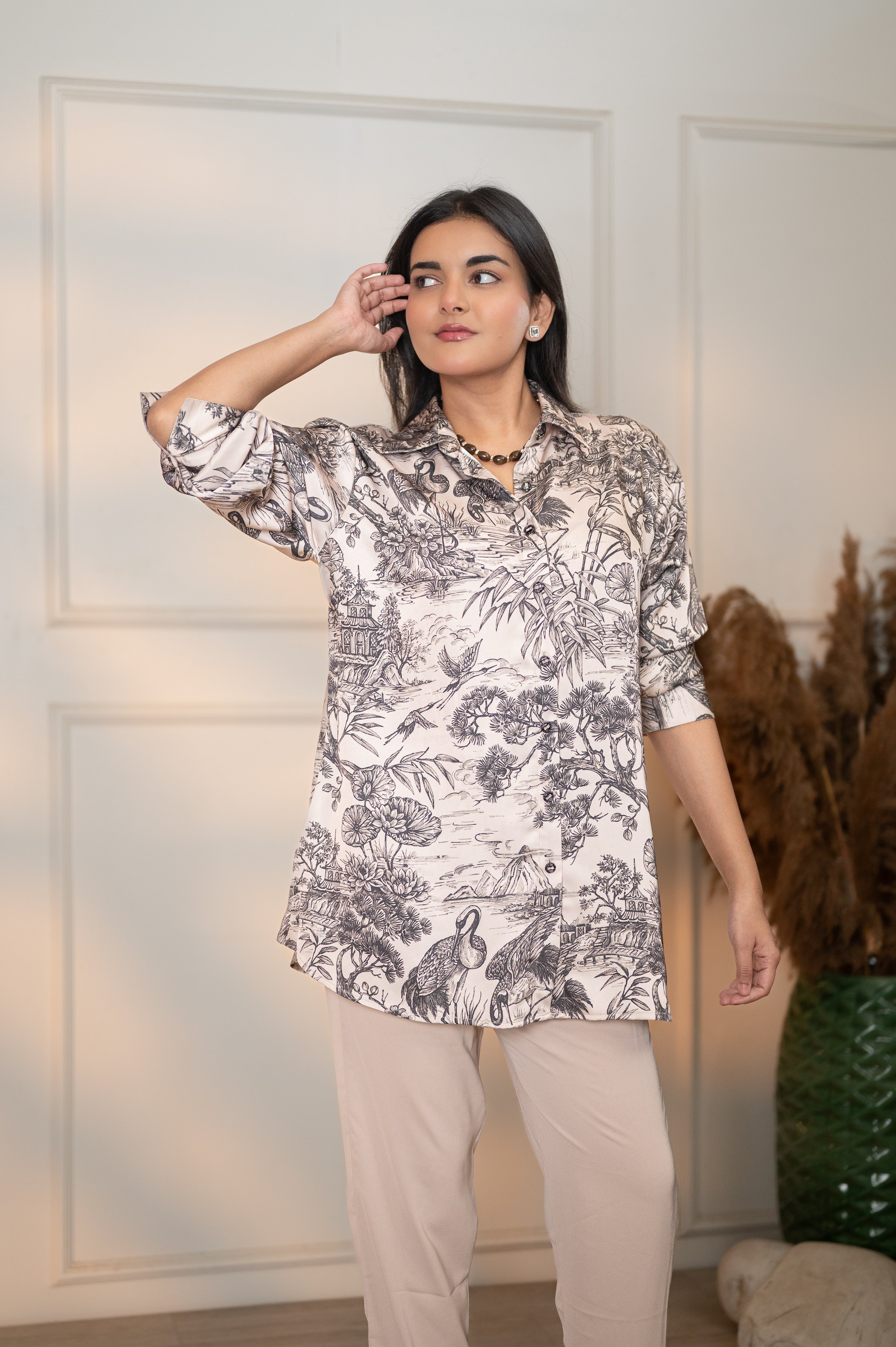 ASIAN COUNRTYSIDE BEIGE ALL DAY SHIRT