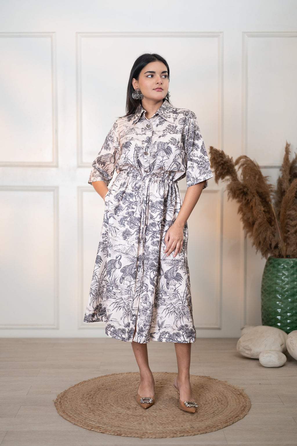 BEIGE ASIAN COUNTRYSIDE PALOMA DRESS