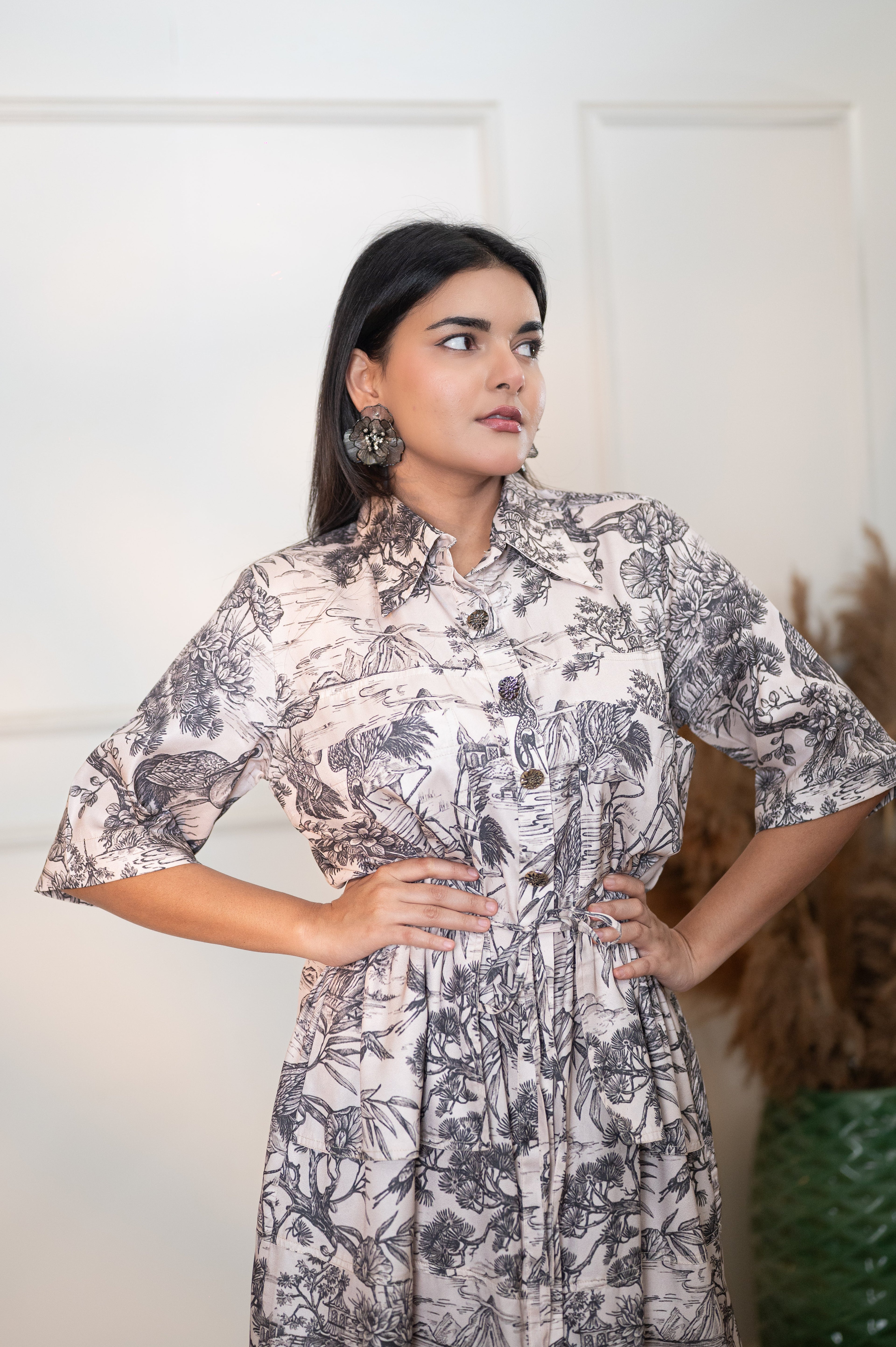 BEIGE ASIAN COUNTRYSIDE PALOMA DRESS