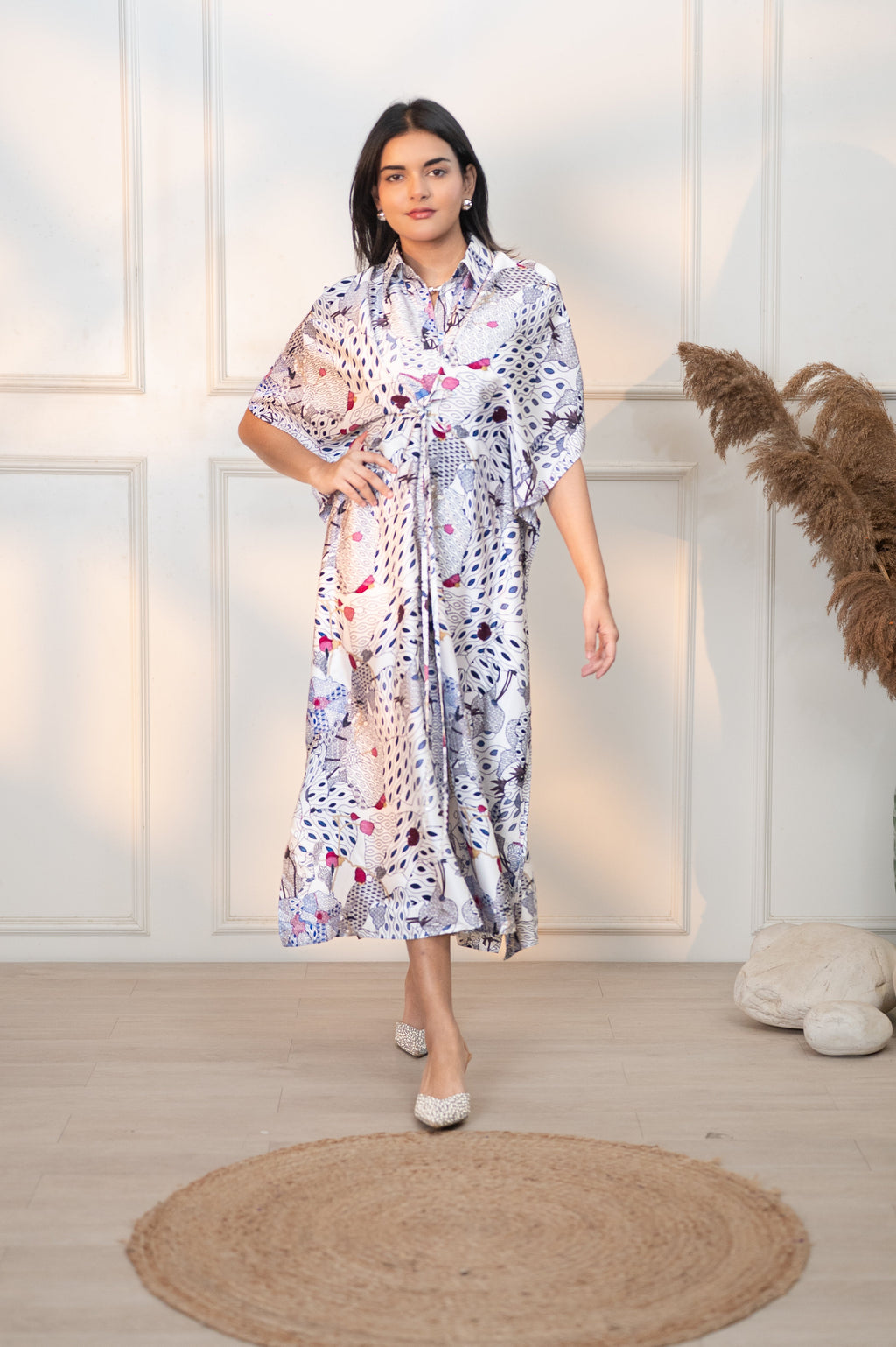WHITE JAPAMESE GARDEN FRIDA DRESS