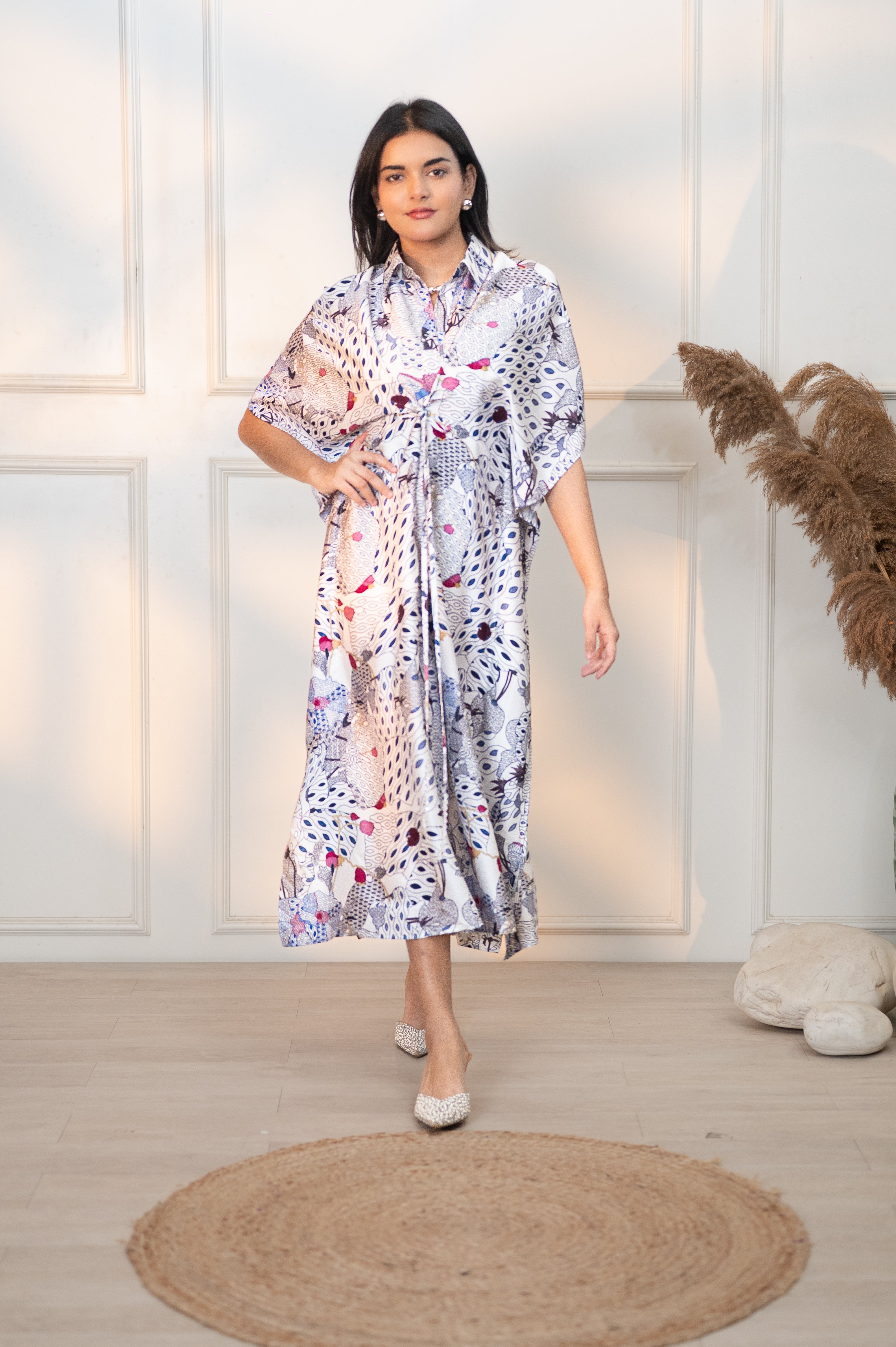 WHITE JAPAMESE GARDEN FRIDA DRESS
