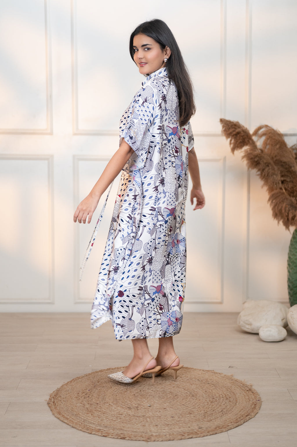 WHITE JAPAMESE GARDEN FRIDA DRESS