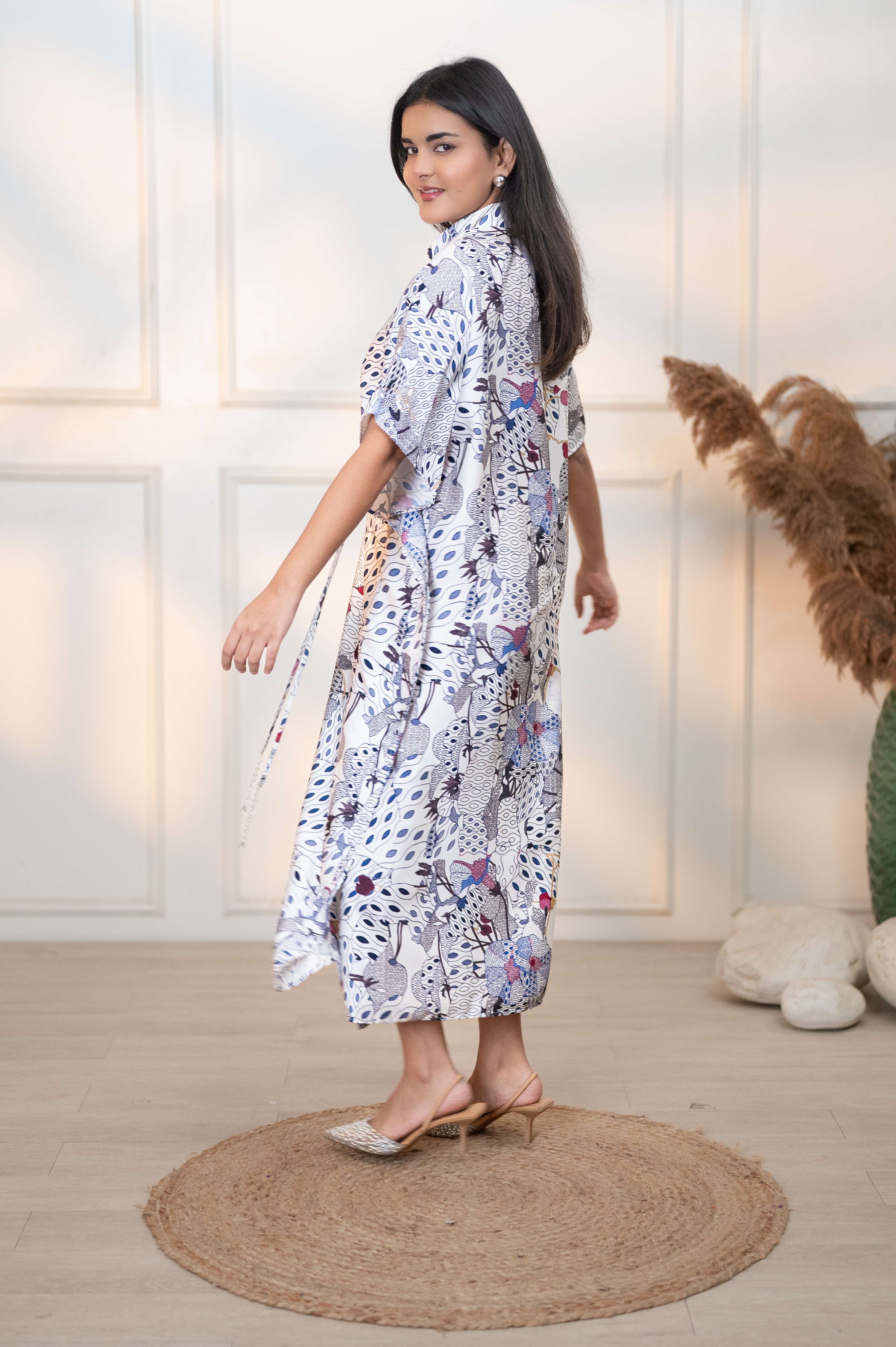 WHITE JAPAMESE GARDEN FRIDA DRESS