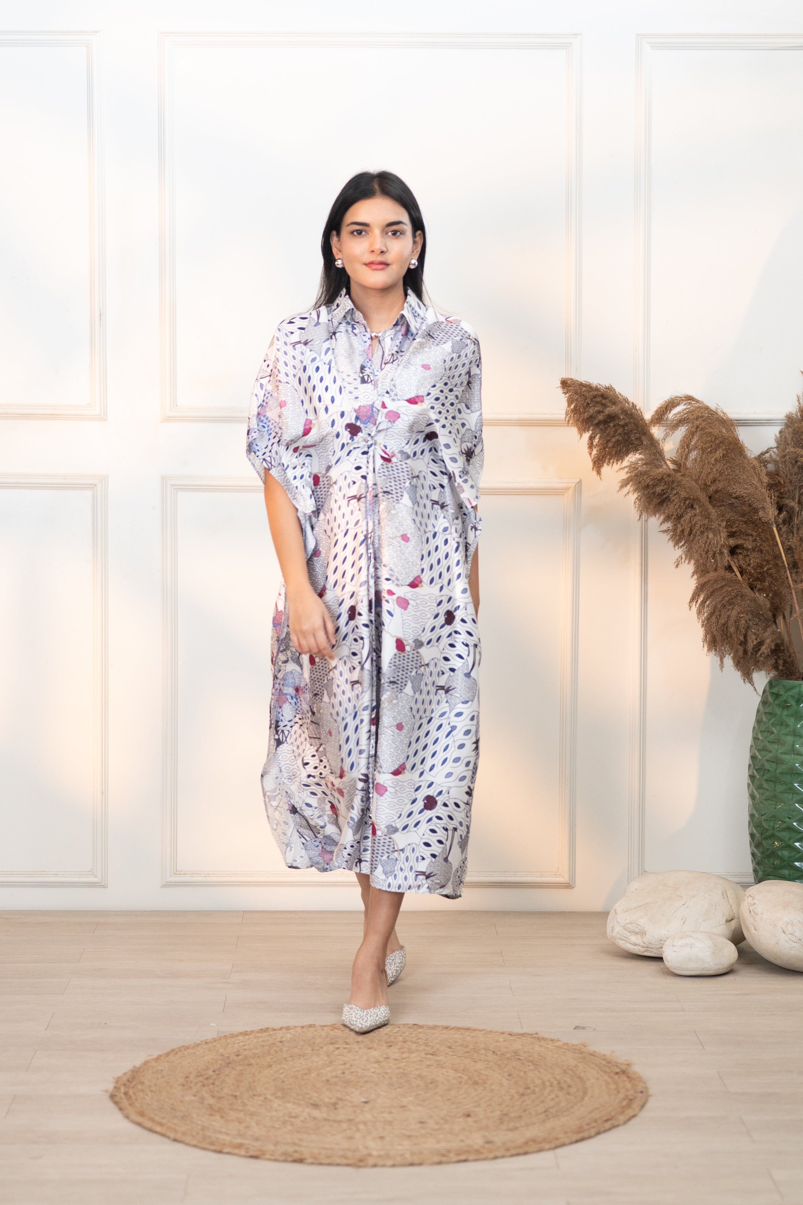 WHITE JAPAMESE GARDEN FRIDA DRESS
