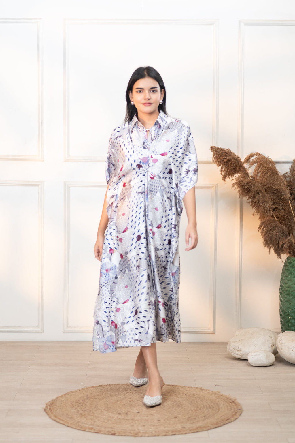 WHITE JAPAMESE GARDEN FRIDA DRESS