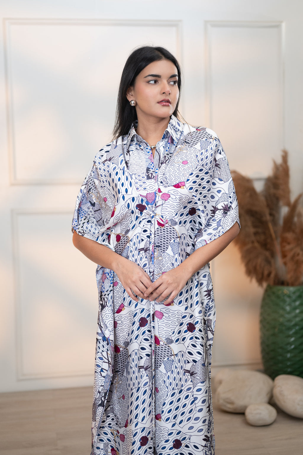 WHITE JAPAMESE GARDEN FRIDA DRESS