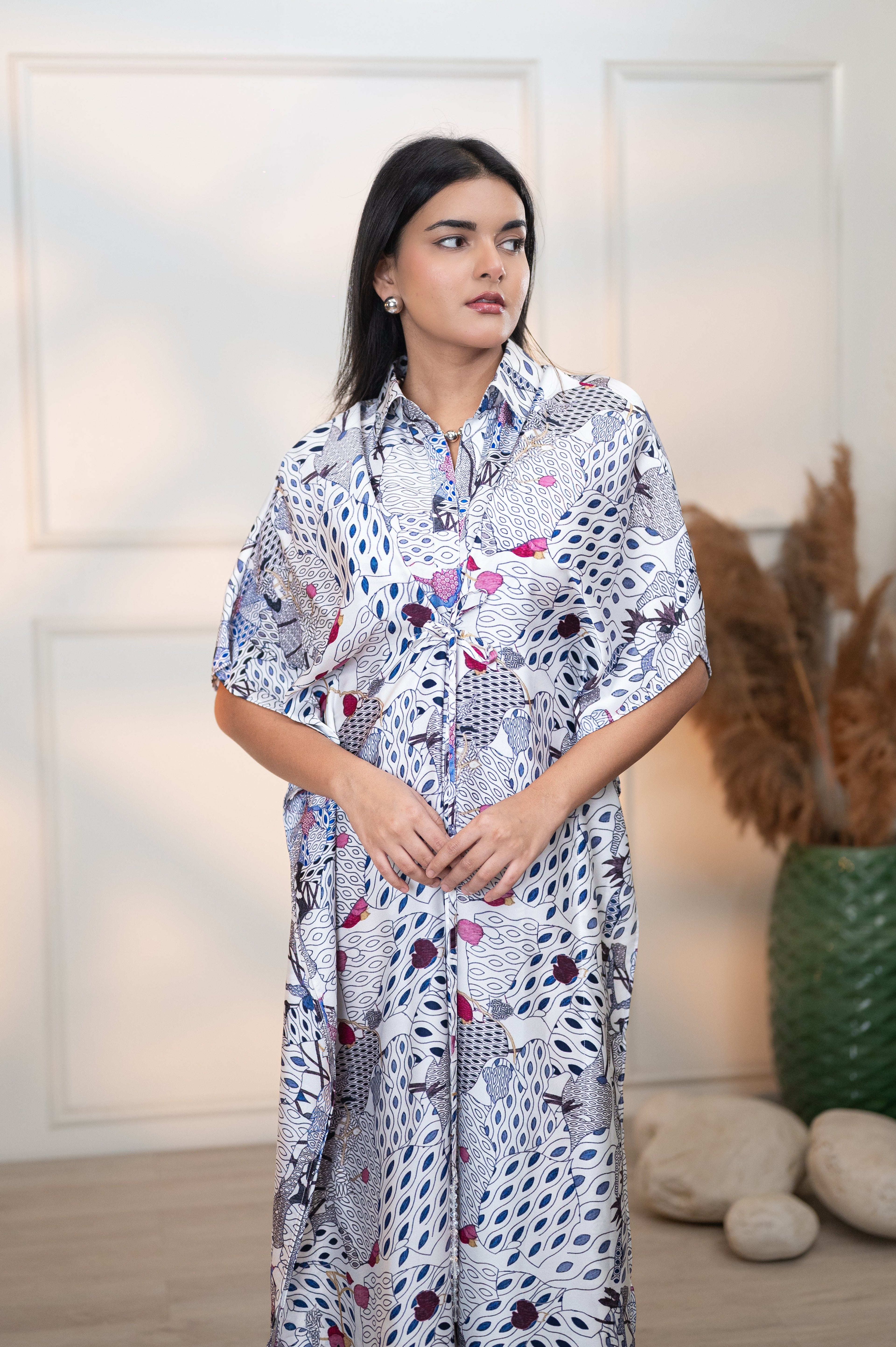 WHITE JAPAMESE GARDEN FRIDA DRESS