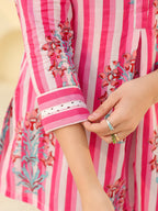 Floral Printed Mandarin Collar Cotton A-Line Top