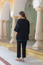Embroidered Round Neck Pure Cotton Tunic With Trouser