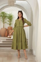 Tiered Pure Cotton Fit & Flare Midi Dress