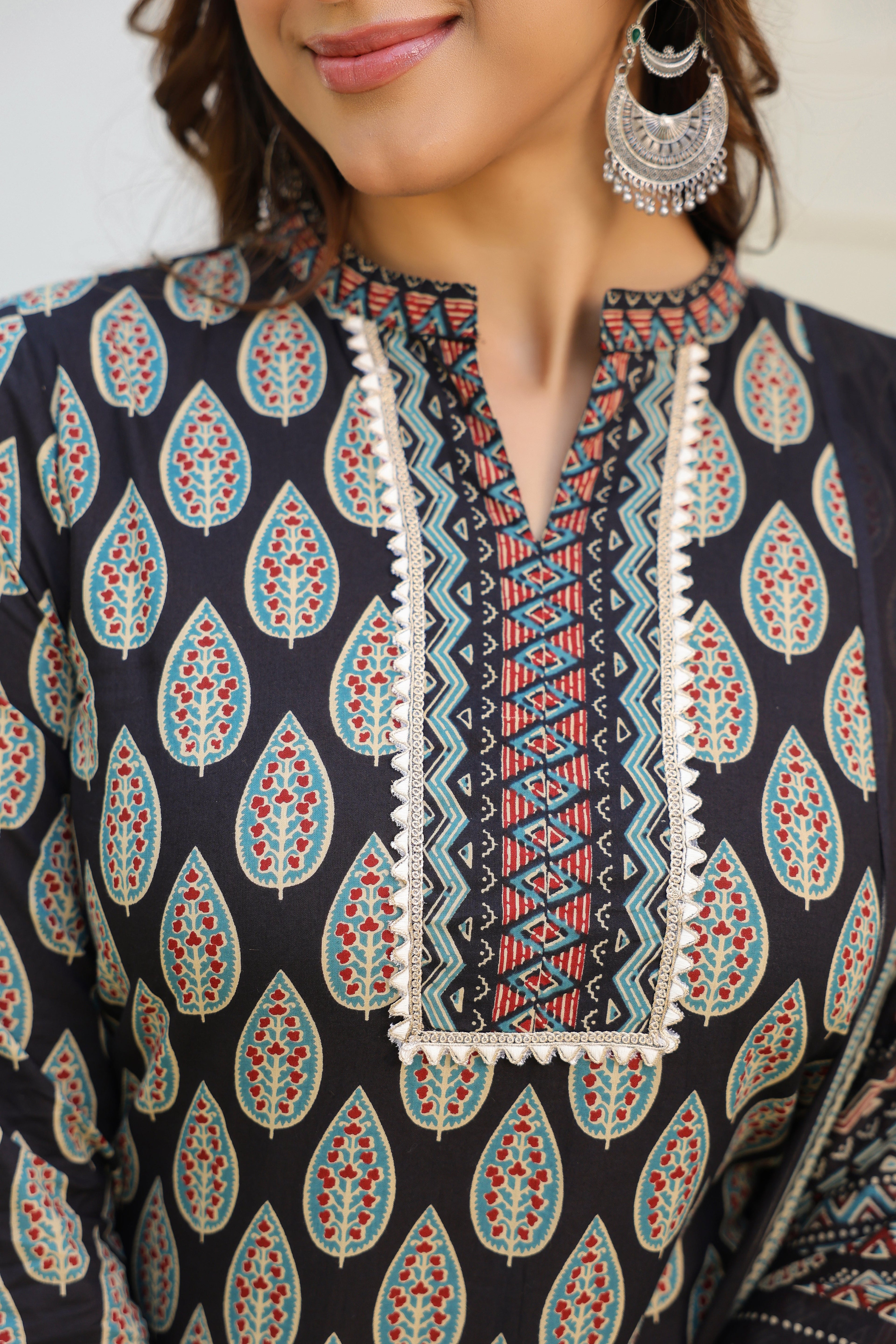 Women Ethnic Motifs Printed Regular Pure Cotton Kurta with Trousers & With Dupatta